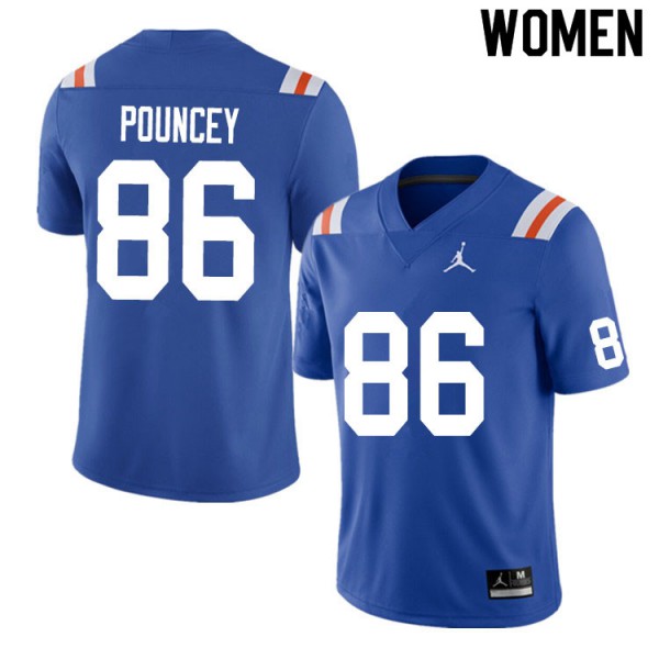 Women #86 Jordan Pouncey Florida Gators College Football Jersey Throwback